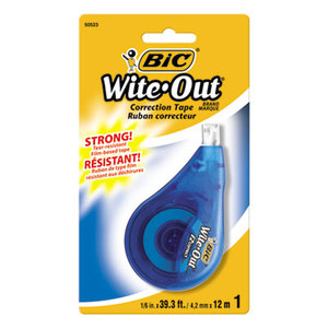 BIC WOTAPP11 WHI Wite-Out EZ Correct Correction Tape, Non-Refillable, 1/6" x 472" by BIC CORP.