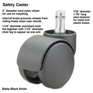 Safety Casters, 100 lbs./Caster, Nylon, B Stem, Hard, 5/Set by MASTER CASTER COMPANY