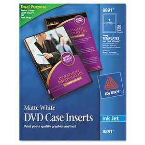 Avery 8891 Inkjet DVD Case Inserts, Matte White, 20/Pack by AVERY-DENNISON