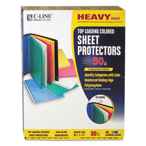 C-Line Products, Inc 62010 Colored Polypropylene Sheet Protector, Assorted Colors, 2", 11 x 8 1/2, 50/BX by C-LINE PRODUCTS, INC
