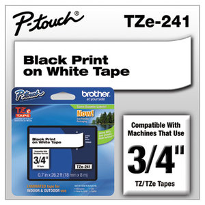 Brother Industries, Ltd TZE241 TZe Standard Adhesive Laminated Labeling Tape, 3/4w, Black on White by BROTHER INTL. CORP.