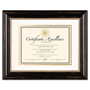 Genova Document Frame with Mat, 11 x 14, 8 1/2 x 11, Plastic, Black by DAX MANUFACTURING INC.
