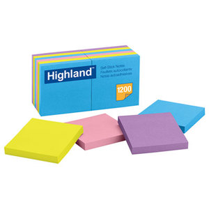 3M 6549-B Sticky Note Pads, 3 x 3, Assorted, 100 Sheets by 3M/COMMERCIAL TAPE DIV.