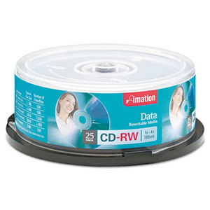 CD-RW Discs, 700MB/80min, 4x, Spindle, Silver, 25/Pack by IMATION