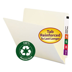 SMEAD MANUFACTURING COMPANY 24160 100% Recycled End Tab Folders, Reinforced Tab, Letter Size, Manila, 100/Box by SMEAD MANUFACTURING CO.