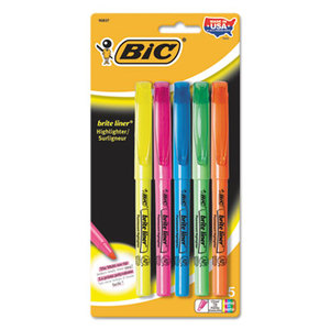 BIC BLP51WASST Brite Liner Highlighter, Chisel Tip, Fluorescent, 5 per Set by BIC CORP.