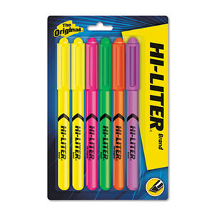 Avery 23565 Pen Style Highlighter, Chisel, Assorted Fluorescent Colors, 6/Set by AVERY-DENNISON