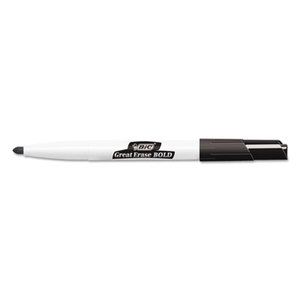 BIC DECF11-BK Great Erase Bold Pocket-Style Dry Erase Markers, Fine Tip, Black, Dozen by BIC CORP.