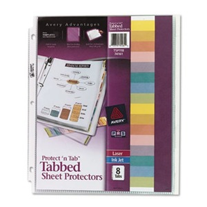 Avery 74161 Protect 'n Tab Top-Load Clear Sheet Protectors w/Eight Tabs, Letter by AVERY-DENNISON