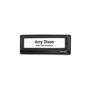 Mesh Partition Additions Nameplate, 9 1/4 x 5/8 x 3 3/8, Black by FELLOWES MFG. CO.