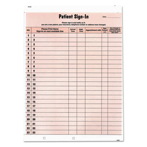 TABBIES 14530 Patient Sign-In Label Forms, 8 1/2 x 11 5/8, 125 Sheets/Pack, Salmon by TABBIES