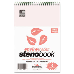 Roaring Spring Paper Products 12254 Enviroshades Steno Notebook, Gregg, 6 x 9, Pink, 80 Sheets, 4/Pack by ROARING SPRING PAPER PRODUCTS