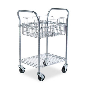 Safco Products 5235GR Wire Mail Cart, 600-lb Cap, 18-3/4w x 26-3/4d x 38-1/2h, Metallic Gray by SAFCO PRODUCTS