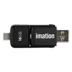 2-in-1 Micro USB Flash Drive, 16GB, Black by IMATION