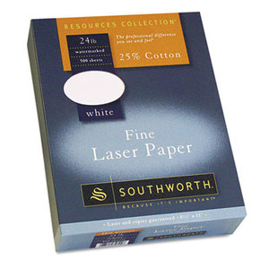 Southworth Company, Agawam, MA 31-724-10 25% Cotton Laser Paper, White, 24 lbs., Smooth Finish, 8-1/2 x 11,  500/Box by SOUTHWORTH CO.