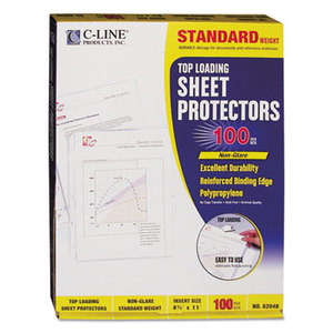 C-Line Products, Inc 62048 Standard Weight Polypropylene Sheet Protector, Non-Glare, 2", 11 x 8 1/2, 100/BX by C-LINE PRODUCTS, INC