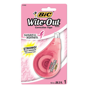 BIC WOTAP1SGK Wite-Out EZ Correct Correction Tape, 1/6" x 472", Pink Ribbon Dispenser by BIC CORP.
