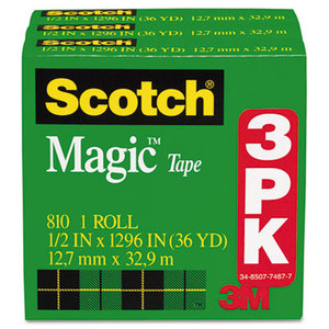 3M 810H3 Magic Tape Refill, 1/2" x 1296", 3/Pack by 3M/COMMERCIAL TAPE DIV.