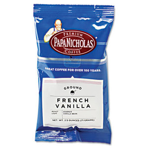Premium Coffee, French Vanilla, 18/Carton by PAPANICHOLAS COFFEE