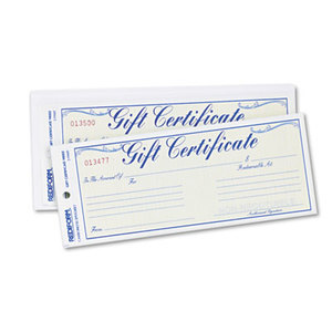 Gift Certificates w/Envelopes, 8-1/2w x 3-2/3h, Blue/Gold, 25/Pack by REDIFORM OFFICE PRODUCTS