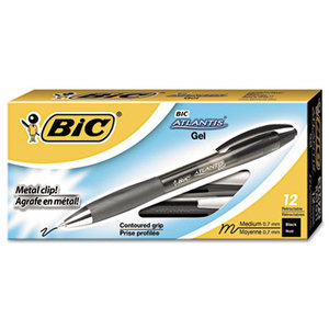 BIC RATG11-BK Atlantis Retractable Gel Ballpoint Pen, Black, .7mm, Medium, Dozen by BIC CORP.