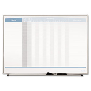Horizontal Matrix Employee Tracking Board, 23 x 16, Aluminum Frame by QUARTET MFG.