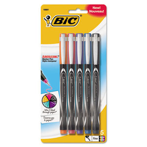 BIC FPINAP51-AST Intensity Permanent Pen, .5mm, Fine, Assorted, 5/Pack by BIC CORP.