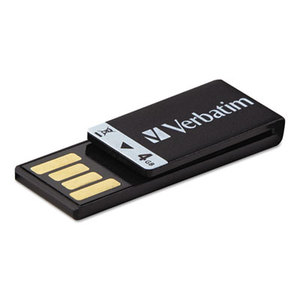 Clip-It USB 2.0 Flash Drive, 4GB, Black by VERBATIM CORPORATION