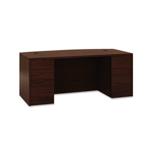 HON COMPANY 105899NN 10500 Bow Front Double Pedestal Desk, Full-Height Pedestals, 72w x 36d, Mahogany by HON COMPANY