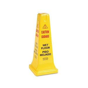 RUBBERMAID COMMERCIAL PROD. FG627777 YEL Four-Sided Caution, Wet Floor Safety Cone, 10 1/2w x 10 1/2d x 25 5/8h, Yellow by RUBBERMAID COMMERCIAL PROD.