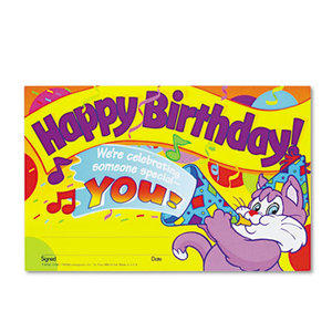 Recognition Awards, Happy Birthday!, 8-1/2w x 5-1/2h, 30/Pack by TREND ENTERPRISES, INC.