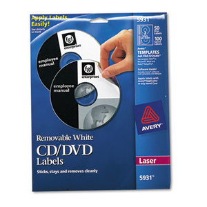 Avery 5931 Laser CD Labels, Matte White, 50/Pack by AVERY-DENNISON