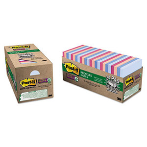 3M 654-24NHCP Recycled Notes in Bali Colors, 3 x 3, 70/Pad, 24 Pads/Pack by 3M/COMMERCIAL TAPE DIV.