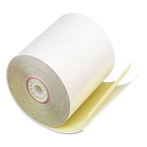 PM Company, LLC 7706 Paper Rolls, Two Ply Receipt Rolls, 3" x 90 ft, White/Canary , 50/Carton by PM COMPANY