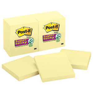 3M 65412SSCY Canary Yellow Note Pads, 3 x 3, 90/Pad, 12 Pads/Pack by 3M/COMMERCIAL TAPE DIV.