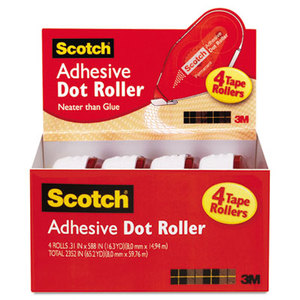Adhesive Dot Roller Value Pack, 0.3 in x 49 ft., 4/PK by 3M/COMMERCIAL TAPE DIV.