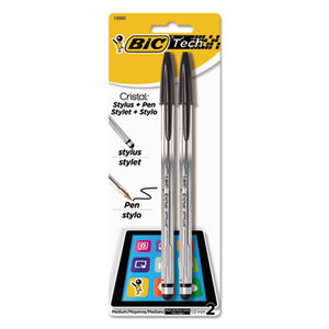 BIC MSSP21-BK Cristal 2-in-1 Stylus Ballpoint Pen, Black Ink, 1.0mm, Medium by BIC CORP.