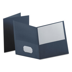 Twin-Pocket Folder, Embossed Leather Grain Paper, Dark Blue by ESSELTE PENDAFLEX CORP.