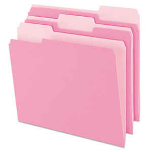 Cardinal Brands, Inc 1521/3PIN Colored File Folders, 1/3 Cut Top Tab, Letter, Pink/Light Pink, 100/Box by ESSELTE PENDAFLEX CORP.