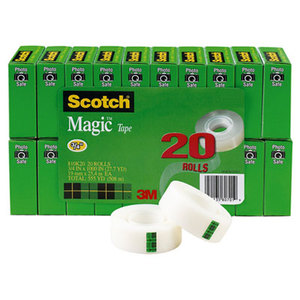 3M 810K20 Magic Tape Value Pack, 3/4" x 1000", 1" Core, Clear, 20/Pack by 3M/COMMERCIAL TAPE DIV.