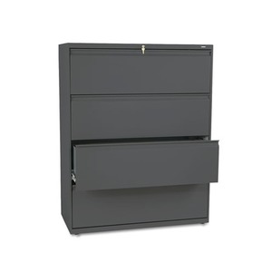 800 Series Four-Drawer Lateral File, 42w x 19-1/4d x 53-1/4h, Charcoal by HON COMPANY