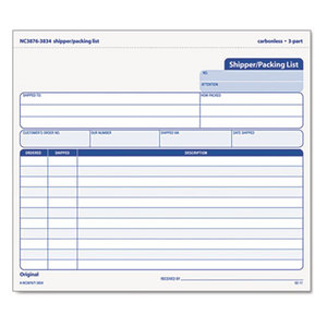 Snap-Off Shipper/Packing List, 8 1/2 x 7, Three-Part Carbonless, 50 Forms by TOPS BUSINESS FORMS