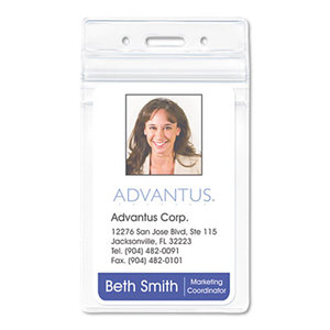 Resealable ID Badge Holder, Vertical, 2 5/8 x 3 3/4, Clear, 50/Pack by ADVANTUS CORPORATION