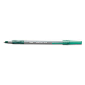 BIC GSMG11 GRN Round Stic Grip Xtra Comfort Ballpoint Pen, Green Ink, 1.2mm, Medium, Dozen by BIC CORP.