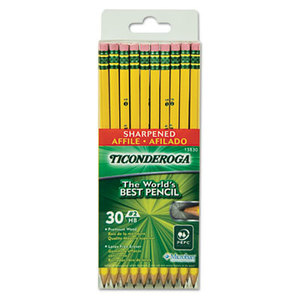 Pre-Sharpened Pencil, HB, #2, Yellow Barrel, 30 Per Pack by DIXON TICONDEROGA CO.