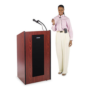 AmpliVox Sound Systems SW450-MH Presidential Plus Wireless Lectern, 25-1/2w x 20-1/2d x 46-1/2h, Mahogany by AMPLIVOX PORTABLE SOUND SYS.