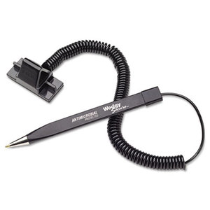 MMF INDUSTRIES 25828604 Wedgy Secure Ballpoint Stick Coil Pen with Scabbard Base, Black Ink, Fine by MMF INDUSTRIES