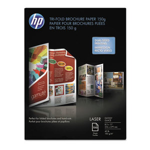 Hewlett-Packard Q6612A Tri-Fold Laser Brochure Paper, 97 Brightness, 40lb, 8-1/2 x 11, White, 150 /Pack by HEWLETT PACKARD COMPANY
