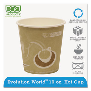 Evolution World 24% PCF Hot Drink Cups, 10oz, Tan, 1000/Carton by ECO-PRODUCTS,INC.