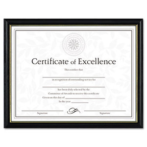 Two-Tone Document/Diploma Frame, Wood, 8 1/2 x 11, Black w/Gold Leaf Trim by DAX MANUFACTURING INC.
